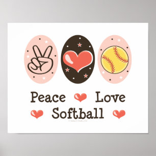 Poster Peace Love Softball Imprimer