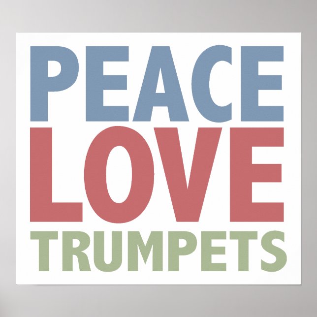 Poster Peace Love Trumpets (Devant)