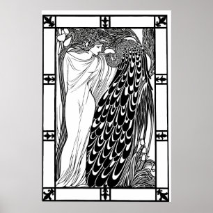 Poster Peacock Art Nouveau - The Kiss
