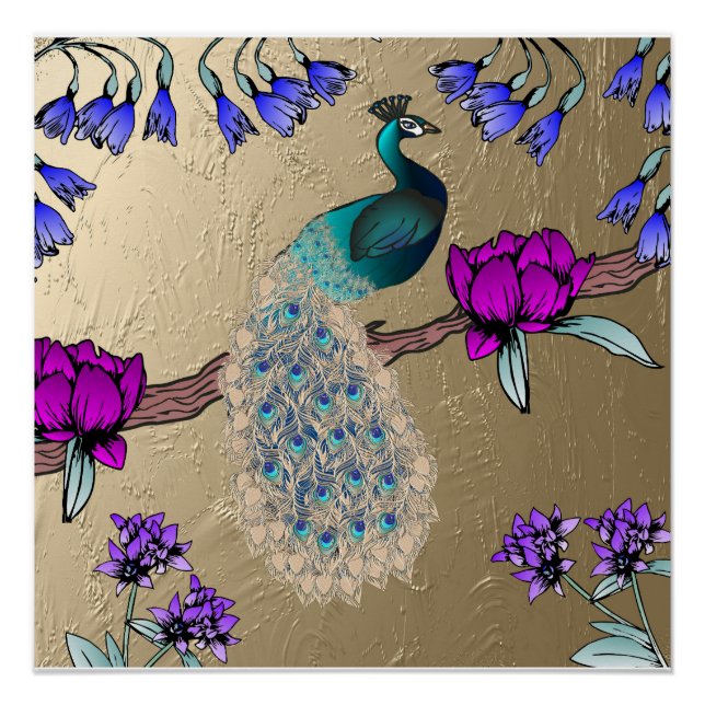 Poster Peacock En Or (Devant)