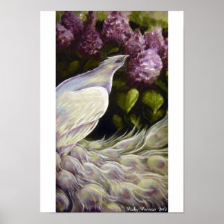 Poster Peacock in the Lilacs