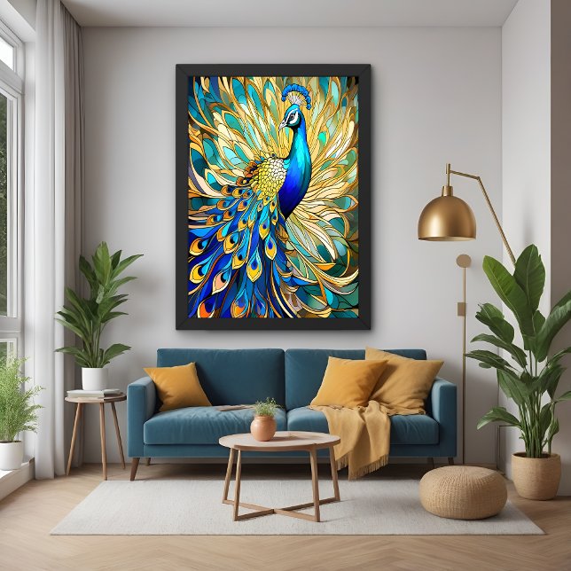 Poster Peacock vibrant dans le style Art Nouveau Mur colo (Créateur téléchargé)