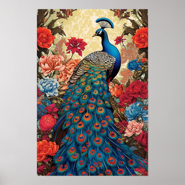 Poster Peacock Wall, Illustration d'art dynamique (Devant)
