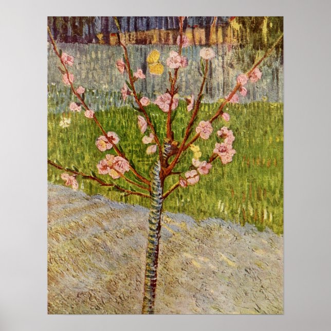 Poster Pêche à la floraison par Vincent Willem van Gogh (Devant)
