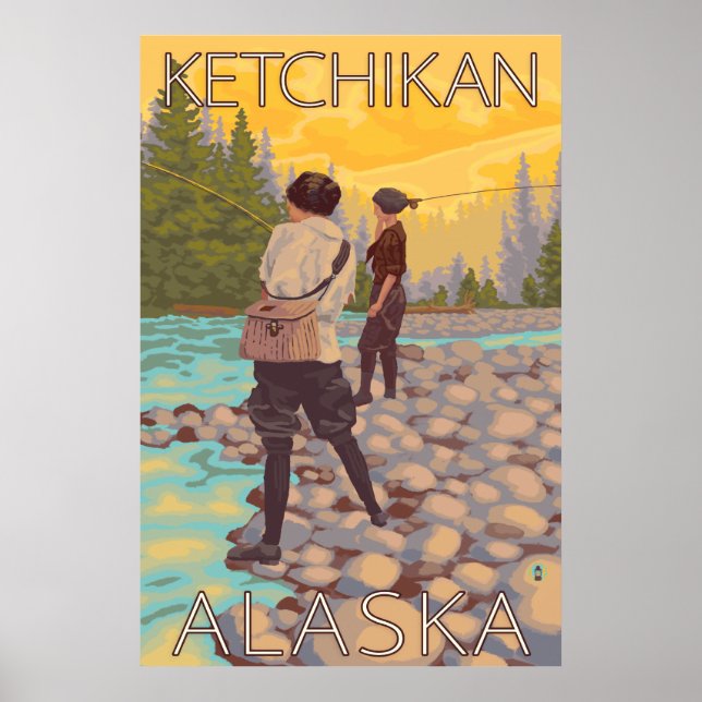 Poster Pêche à la mouche - Ketchikan, Alaska (Devant)