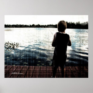 Poster Pêche au coucher du soleil