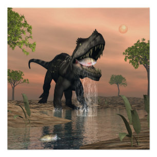 Poster Pêche de dinosaure de Prestosuchus - 3D rendent