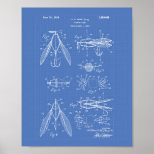 Poster Pêche leurre 1926 Plan directeur de l'art des brev