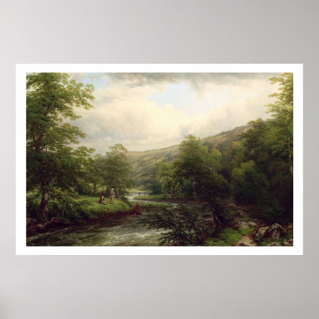 Poster Pêche sur le Dee, 1861 (huile sur toile) (Devant)