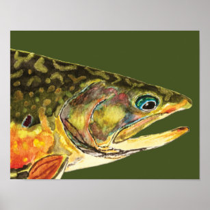 Poster Pêcheur de truite brook