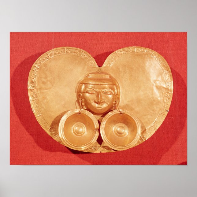 Poster Pectorale avec visage humain portant boucles d'ore (Devant)
