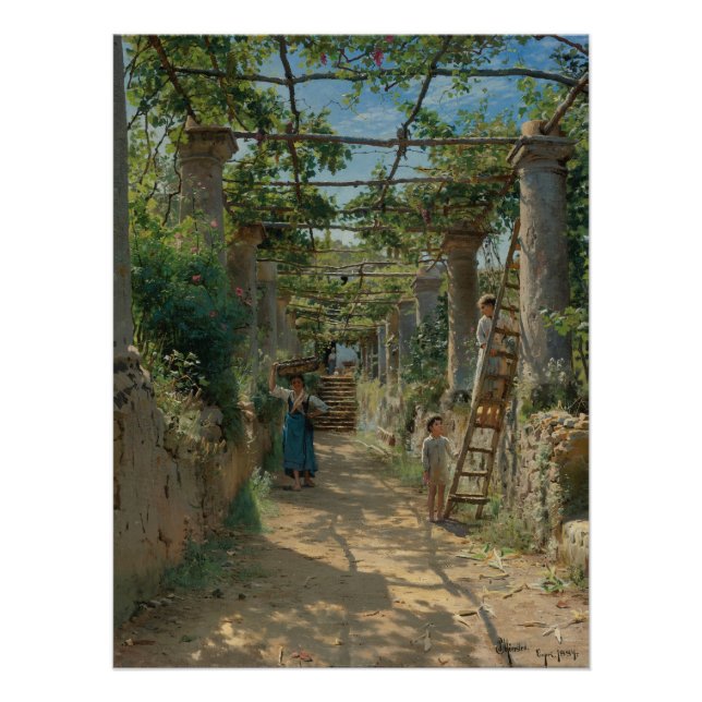 Poster Peder Mørk Mønsted Ombre d'une pergola italienne (Devant)