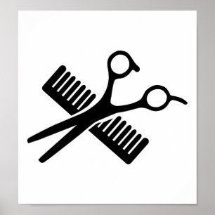 Poster Peigne et ciseaux