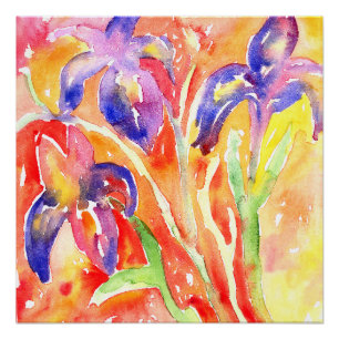 Poster Peinture à l'aquarelle Iris