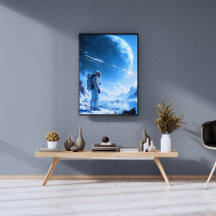 Peinture à l'huile de l'astronaute solitaire sur l