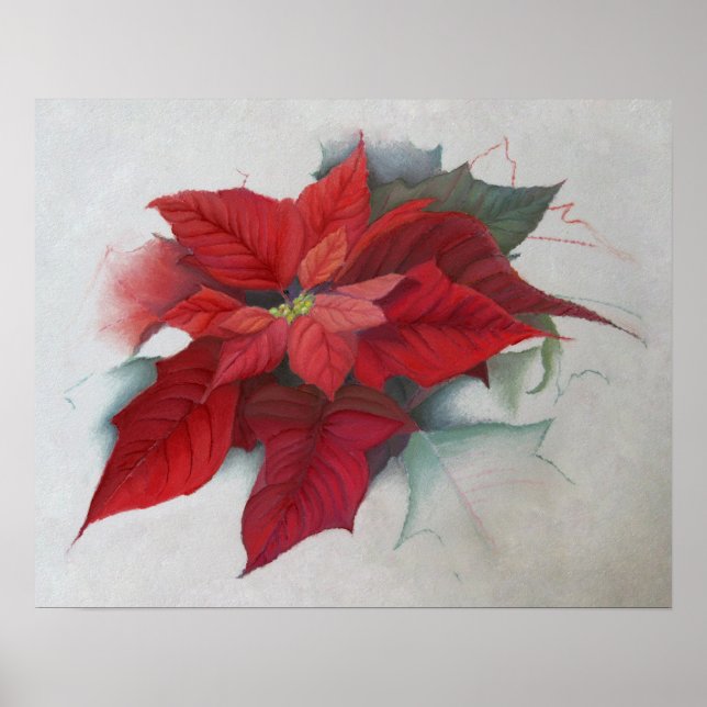 Poster Peinture à l'huile de Noël de Poinsettia (Devant)