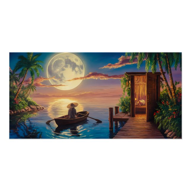 Poster Peinture à l'huile du paradis tropical (Devant)