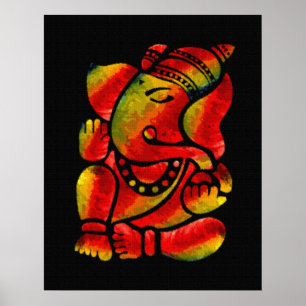 Poster Peinture à l'huile Ganesha colorée