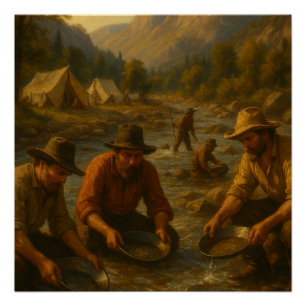 Poster Peinture à l'huile représentant la ruée vers l'or