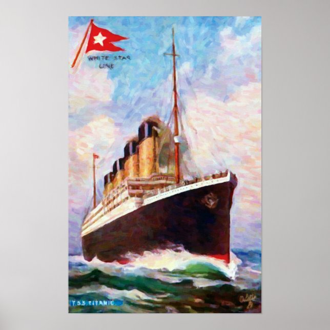 Poster Peinture à l'huile Titanic White Star Line (Devant)