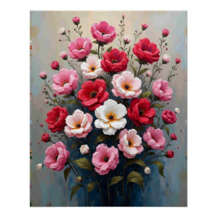Poster Peinture abstraite de fleurs stylisées