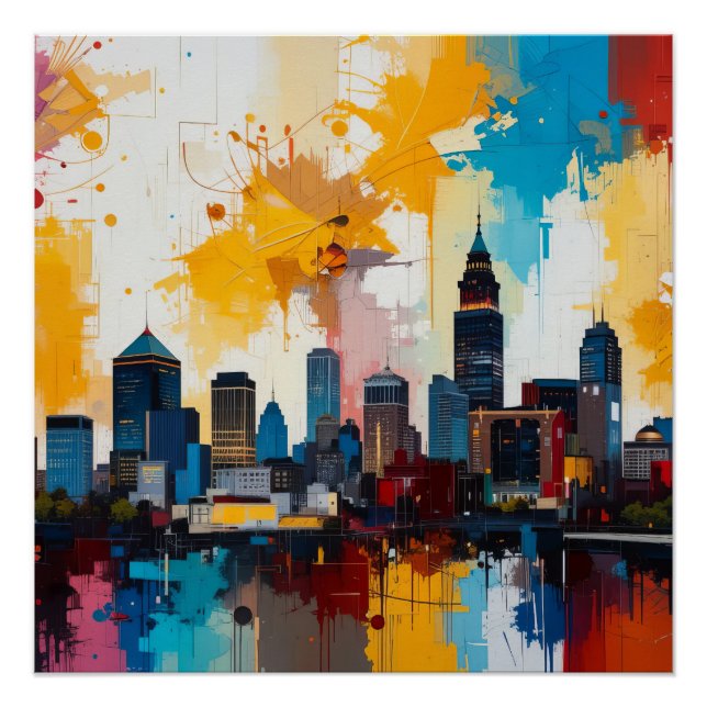 Poster Peinture abstraite de la skyline d'Atlanta, Géorgi (Devant)
