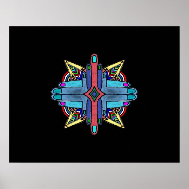 Poster Peinture Abstraite Diversité Mains - Poster. (Devant)