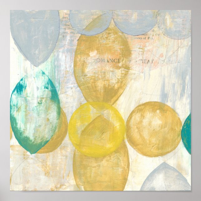 Poster Peinture Abstraite moderne sur papier journal (Devant)