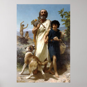 Poster Peinture classique de Bouguereau : Homer et son gu