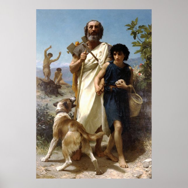 Poster Peinture classique de Bouguereau : Homer et son gu (Devant)