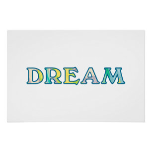 Poster Peinture colorée DREAM Typographie