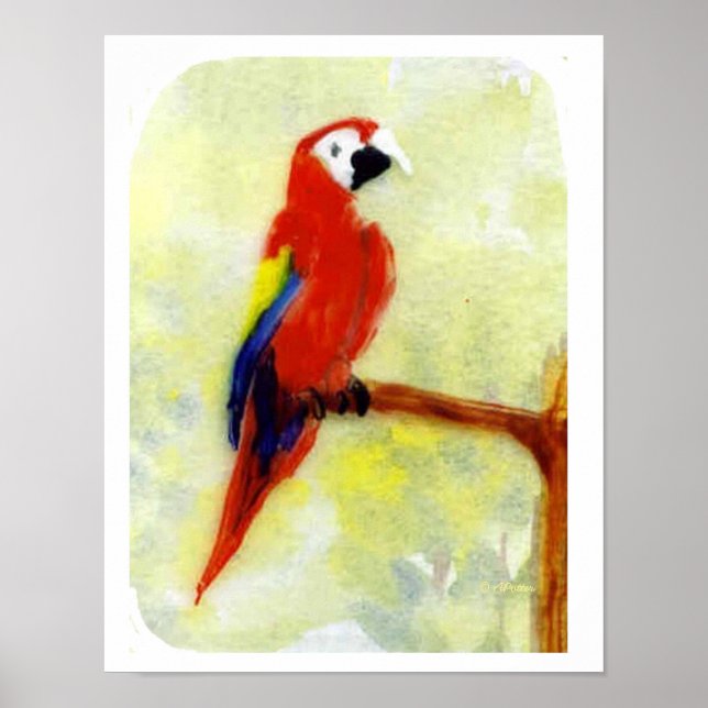 Poster Peinture colorée Parrot de Macaw (Devant)