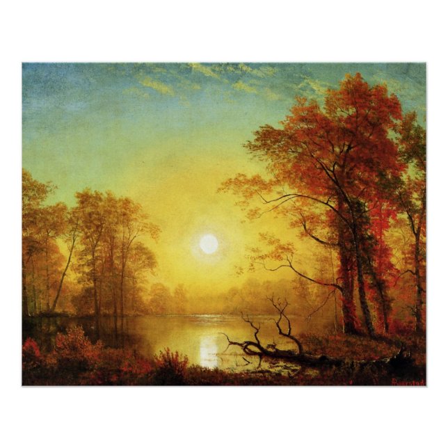 Poster Peinture d'Albert Bierstadt, Lever de soleil, (Devant)