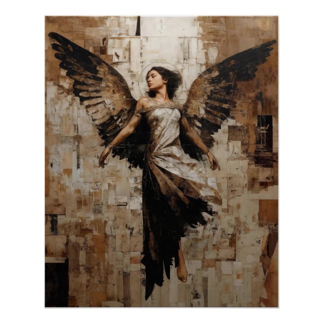 Poster Peinture d'ange ailé éthéré dans des tons terreux (Devant)