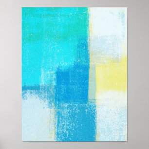 Poster Peinture d'art Abstrait turquoise "profonde"