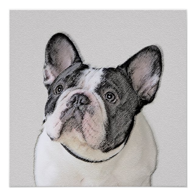 Poster Peinture de Bouledogue Français (Bringé Pied) - Ar (Devant)