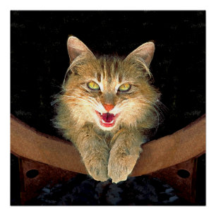 Poster Peinture de chat Mad - Cute Original Cat Art