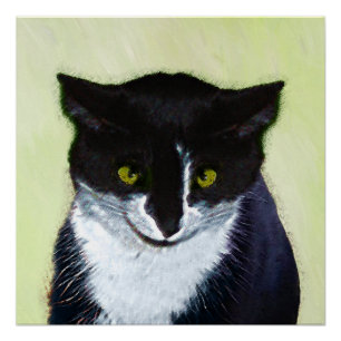 Poster Peinture de chat Tuxedo - Cute Original Cat Art