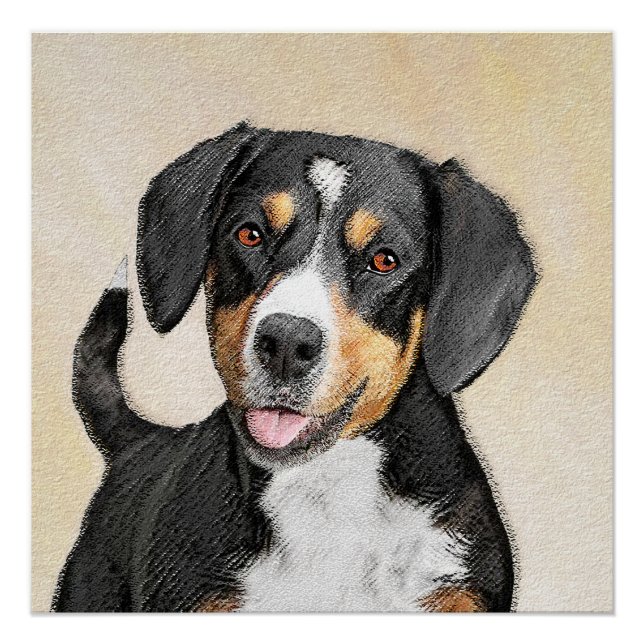 Poster Peinture de chien de montagne d'Entlebuch - Œuvre  (Devant)