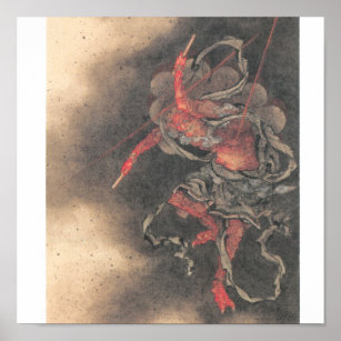 Poster Peinture de démons japonais antique