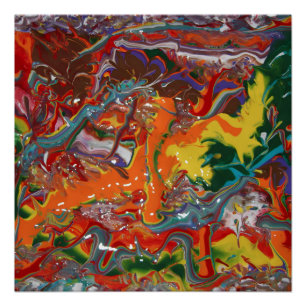 Poster Peinture de flux couleur arc-en-ciel
