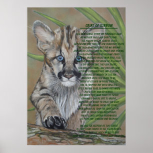 Poster peinture de la faune de cougar kitten avec poème