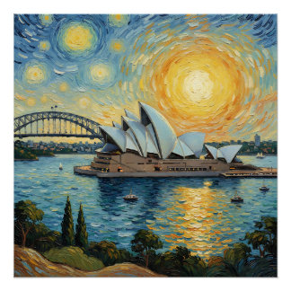 Poster Peinture de l'Opéra de Sydney et du Harbour Bridge