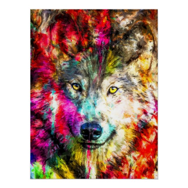 Poster Peinture de loup (Devant)