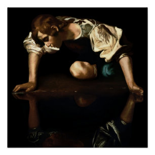 Poster Peinture de Narcisse inspirée par Caravage
