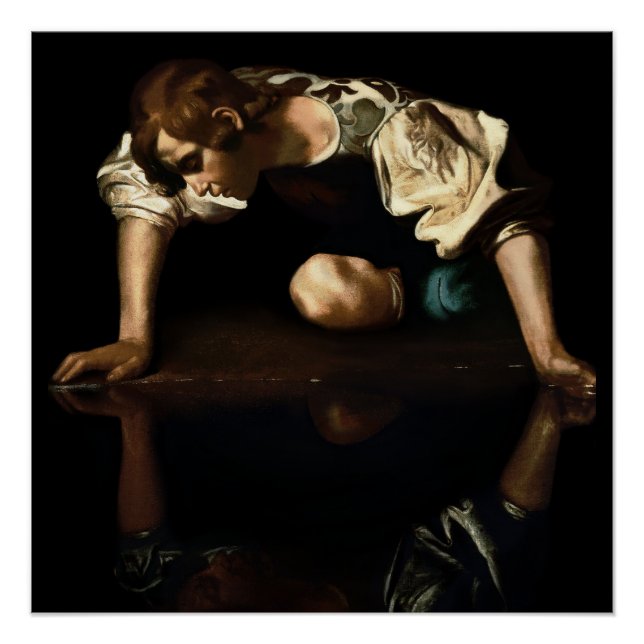 Poster Peinture de Narcisse inspirée par Caravage (Devant)