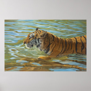 Poster Peinture de natation en tigre -