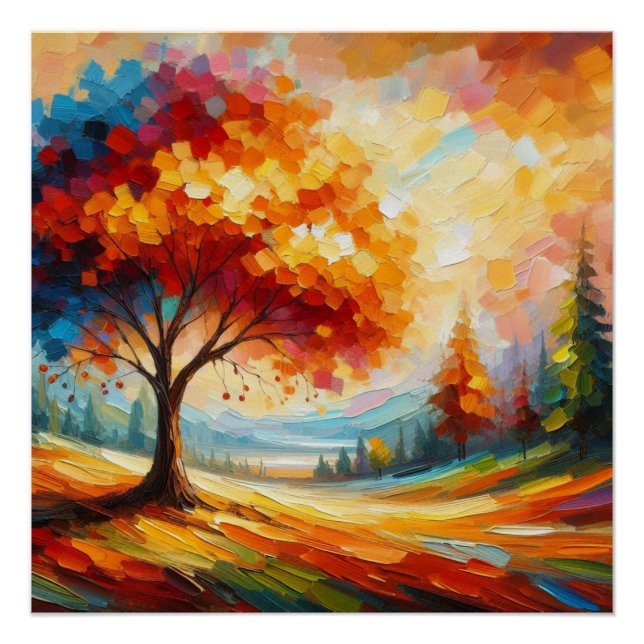 Poster Peinture de Paysage avec des Couleurs Vives (Devant)