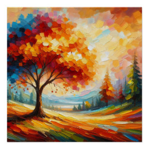 Poster Peinture de paysage avec des couleurs vives