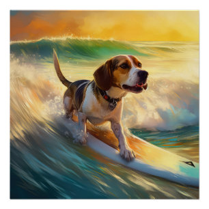 Poster Peinture de surf de la plage Beagle